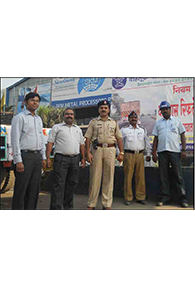 Road Safety Initiative : Mr.Patwal - Sr. Inspector - Traffic Police - Maharashtra State along with SKM officials during the road safety initiative at SKM