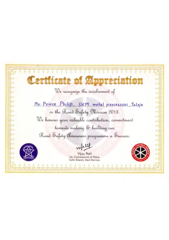 Certificate of appreciation